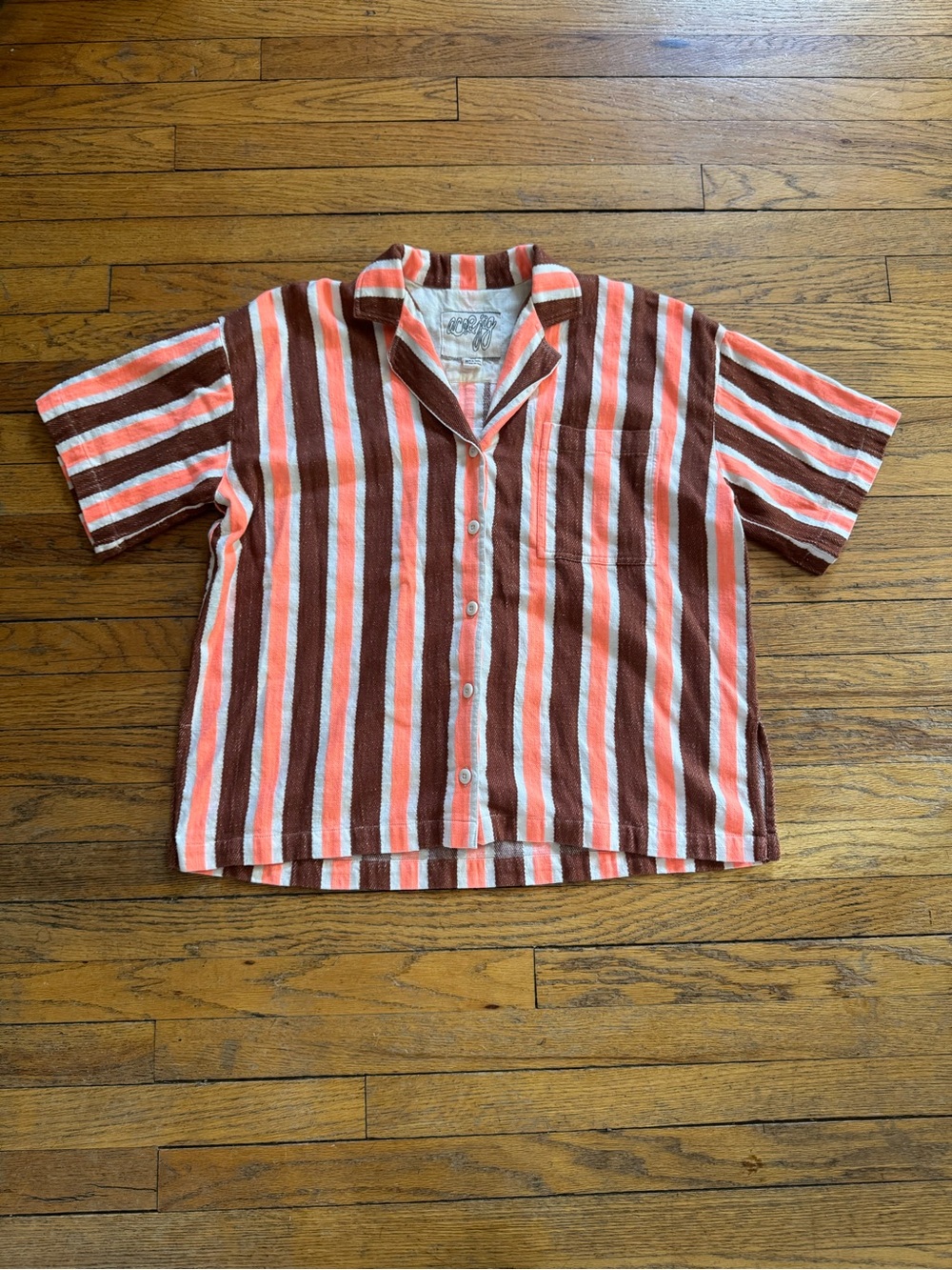 Ace & Jig Striped Button-Down Shirt in Red, Brown & White